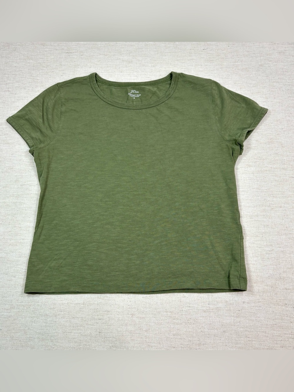 J crew women S '90s cropped organic slub cotton T-shirt in olive green